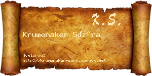 Krumenaker Sára névjegykártya